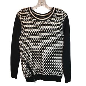 Wilfred Italian yarn sweater women XXS merino wool knit black ivory crewneck